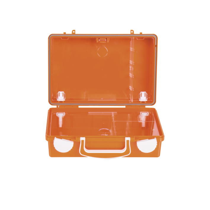 Erste Hilfe Koffer QUICK-CD leer, ABS orange. Dim. 260 x 170 x 110