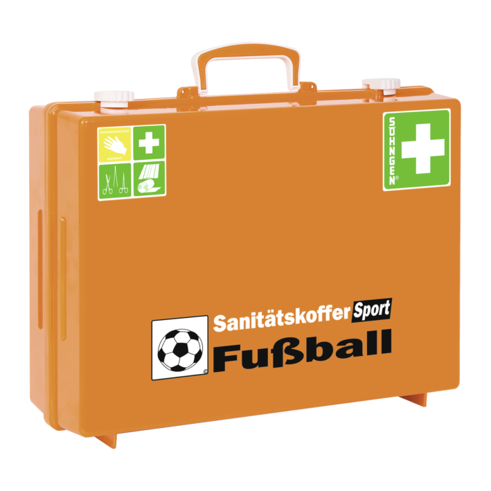 Sanitätskoffer Sport Fussball MT–CD gefüllt, ABS orange. Dim. 400 x 300 x  150 mm kaufen