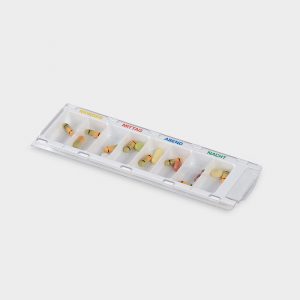 20-13-70811 Distributore di medicinali riutilizzabile con 8 scomparti, bianco
