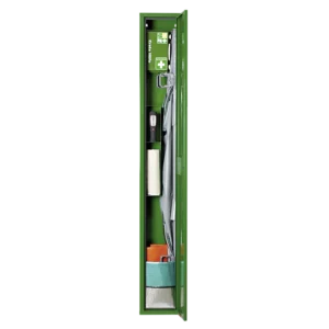 Stehschrank SAFE für Krankentrage N 1 x klappbar, gefüllt, grün
