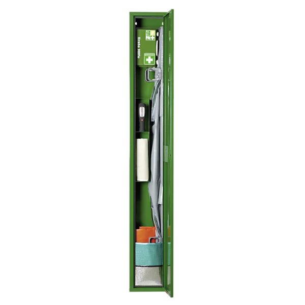 Stehschrank SAFE für Krankentrage N 1 x klappbar, gefüllt, grün