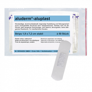 aluderm®-aluplast Strip stable, env. 1,9 x 7,2 cm, 50 pièces, sachet