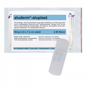 aluderm®-aluplast Strip, stabil, ca. 2,5 x 7,2 cm, 50 Stück, Beutel