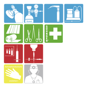 Série de pictogrammes originaux SÖHNGEN pour la médecine d'urgence, grand modèle