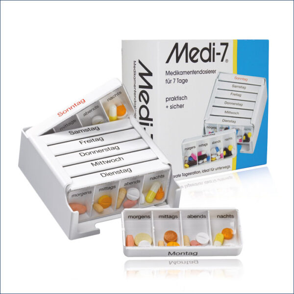20-13-400 Medi-7 Doseur de médicaments blanc Imprimé en allemand