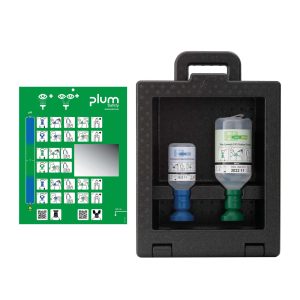 PLUM iBOX für 2 Augenspülflaschen, mit 200 ml pH Neutral und 500 ml 0.9% NaCl