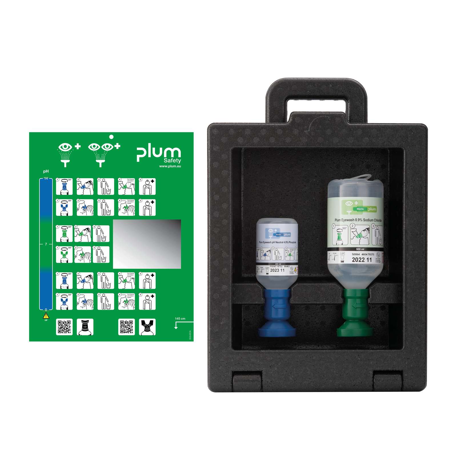 PLUM Augen-Notfallstation DUO, Wandbox, 500 ml pH Neutral DUO +