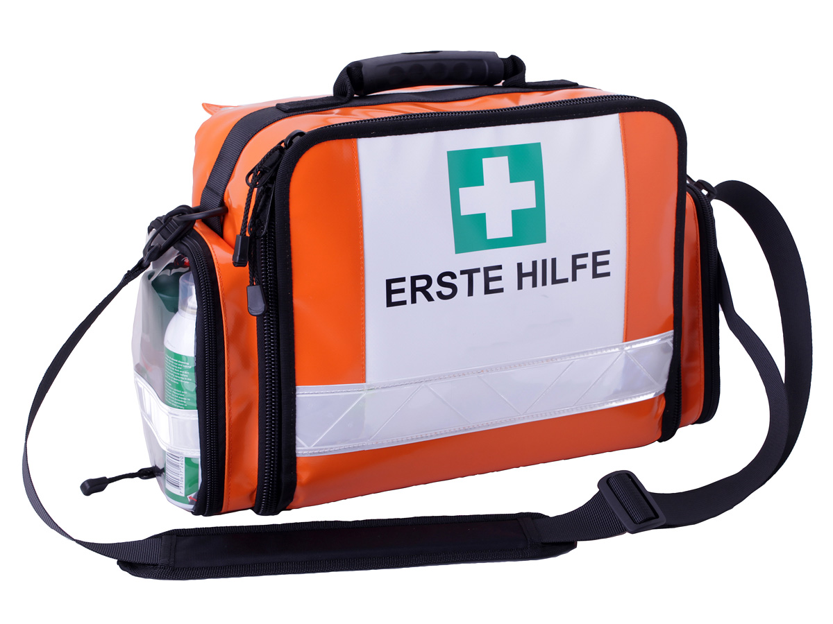 Erste Hilfe–Tasche leer EH III plus, orange. Reflexstreifen weiss. Dim. 410  x 280 x 160 mm. kaufen