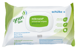 Salviette schülke mikrozid® universal wipes green line, per la disinfezione di superfici, confezione da 114 pezzi.