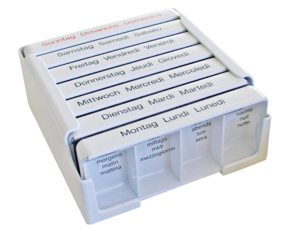 20-13-400-3 Distributore di medicinali Medi-7, bianco, stampa in D, F, I