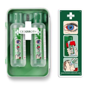 Plum Augenspülung sterile NaCl & pH neutral, Augenspülstation,  Wandhalterung, 500 & 200ml – Böttcher AG