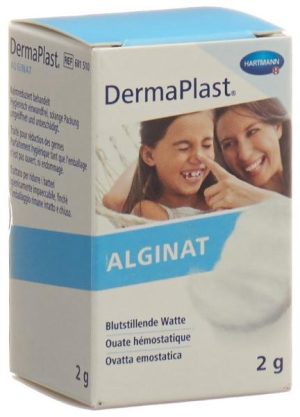 Ouate hémostatique Dermaplast® Alginat. Flacon de 2 g.