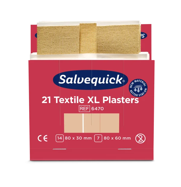 Sparadrap élastique Salvequick, textile XL - 21 pièces par unité. Recharge 6470.