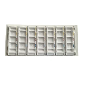 20-50-01002 ISO Tablett melipul für 7 Medikamentendispenser. Dim. 600 x 260 x 20 mm