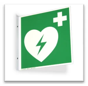 4000-4844 AED Hinweis-Fahnenschild grün weiss 20x20cm